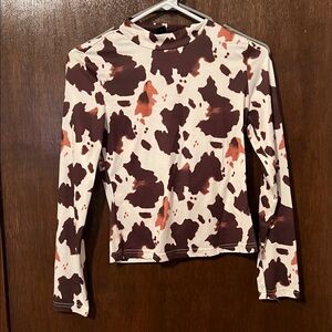 Cow Print Long Sleeve Top